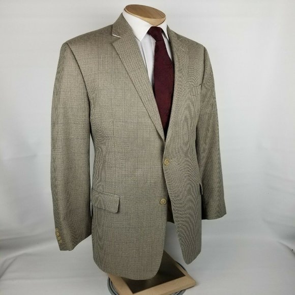 Michael Kors Mens Sport Coat 46L Brown Houndstooth - Picture 4 of 11